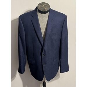 Lauren Ralph Lauren Blazer Mens 44R Navy‎ Blue Plaid Wool Blend Sport Coat